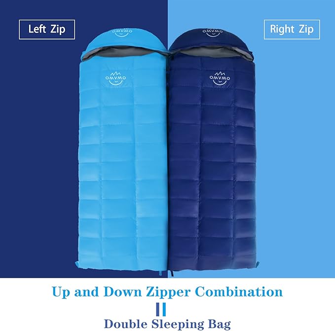 -10°F 0°F 10°F 15°F Down Sleeping Bag for Adults800/650 Fill PowerUltralight Wearable 4 Season Cold Weather Rectangle Sleeping Bag for Camping HikingCan be Used as a Down Blanket or Cloak
