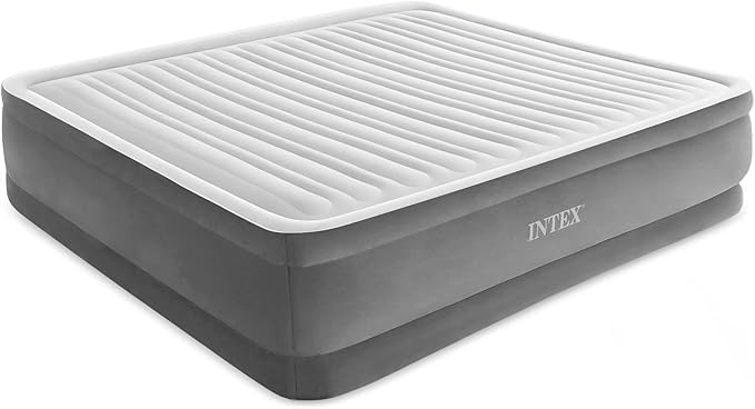 Intex 18 Inflatable King Air Mattress Elevated Premium Comfort with Built-in Pump Self-Inflating Portable Blow-Up Airbed for Guest Bed or Camping