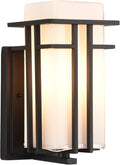 Outdoor Wall Sconce Waterproof Exterior Lights Wall Mount Anit-Rust Outdoor Wall Lantern with Rectangle White Glass Modren Black Exterior Wall Light for Front Door Patio Garage Entryway