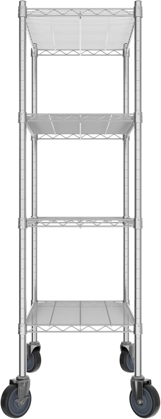 Commercial NSF Listed Chrome Mobile Wire Shelving Kit 18 x 30 x 60 with 4 Shelves Perfect for Warehouse Walk-in Refrigerator Freezer Grocery Store Restaurant Dishroom