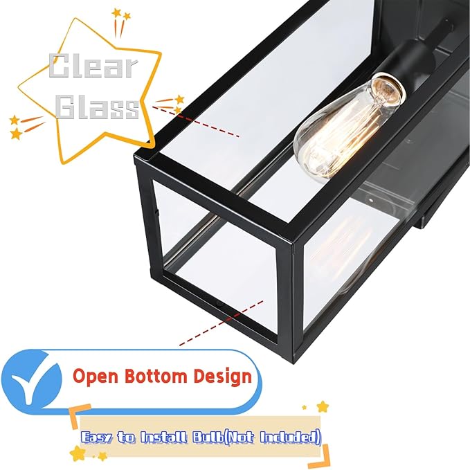 WISBEAM Large Outdoor Wall Light Fixture 17.75in Exterior Wall Lighting Fixture Modern Porch Lights Wall Sconce for Outside Porch Lamp with Metal Construction and Clear Glass 1 Pack