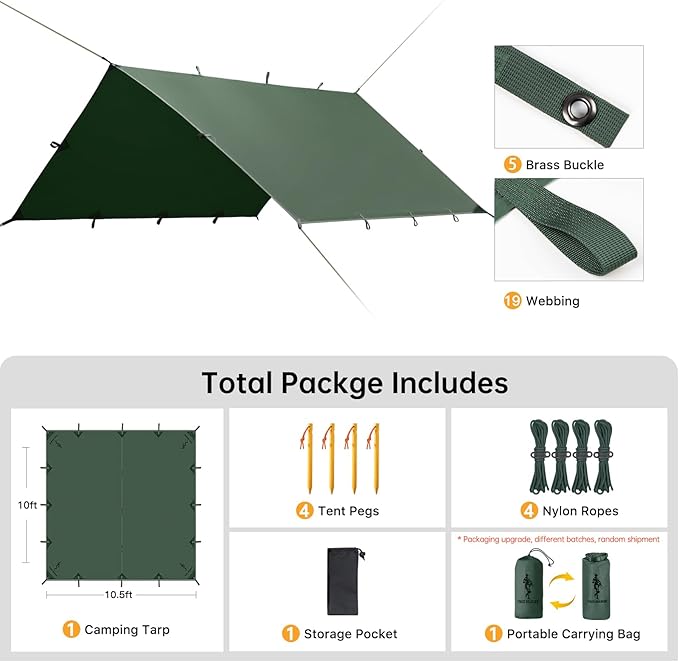 Free Soldier Waterproof Portable Tarp Multifunctional Outdoor Camping Traveling Awning Backpacking Tarp shelter Rain Tarp
