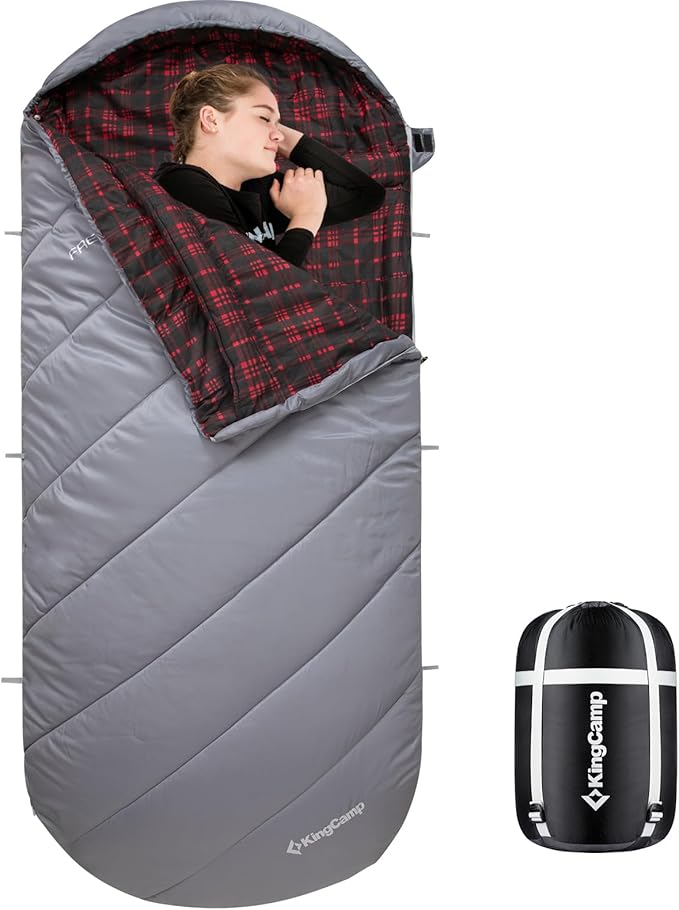 KingCamp Sleeping Bag for Adults Cold Weather &amp Warm Extra Wide Big &amp Tall XL Portable Waterproof Flannel Sleeping Bags Essentials Gear Accessories for Camping Backpacking Hiking Indoor &amp
