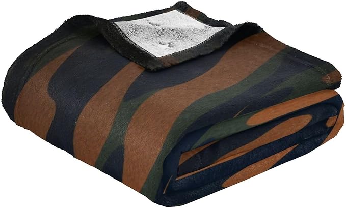 Soft Throw Blanket Camouflage Black Green Khahi Couch Blankets 50 x 70 Inch