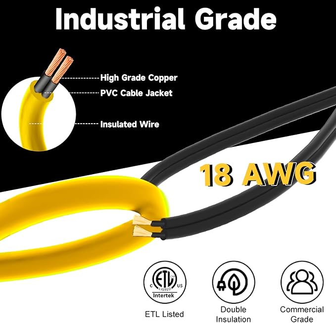 100ft LED Construction String Lights 150W 15000LM Super Bright LED String Work Light Construction Temporary Lights apply to Renovation Courtyard Jobsite and All Outdoor Lighting (100ft-10lights)