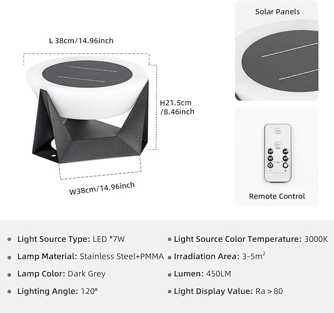 Solar Pillar Light15 Large Outdoor Post Lights Modern Column Cap Lights Dusk to Dawn Post Lamp IP54 Waterproof Deck Lantern 3000K Luxury LED Lighting for Entrance Patio Garden Decoration