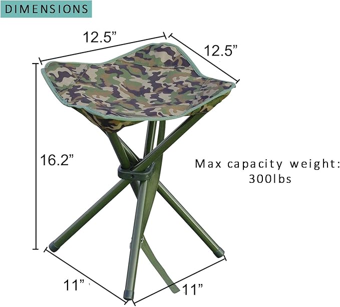 JSHANMEI Camping Stool Portable Folding Stool for Outdoor Hiking Fishing Travel Deluxe 4 Leg Support 300 lbs