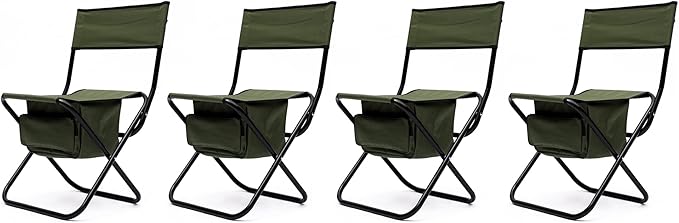 4-Piece Folding Outdoor Chair with Storage Bag Portable Chair for Indoor Outdoor Camping Picnics and FishingGreen