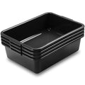 Commercial Bus Tubs/Dishwashing Tubs 13L Plastic Restaurant Basin Utility Tub/Tote Box Set of 4 Black