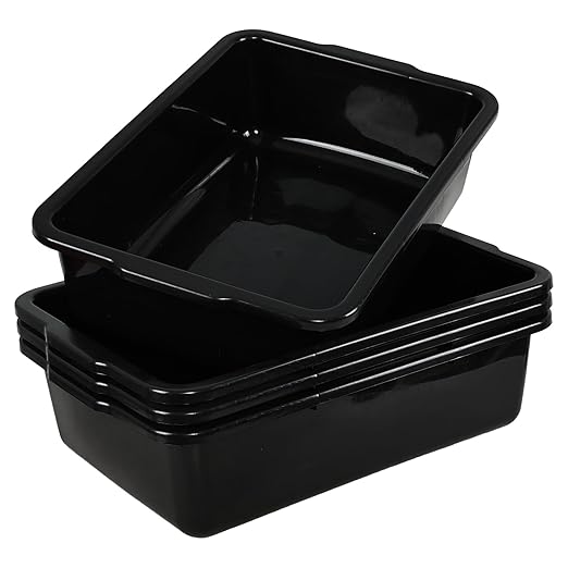 4-Pack Large Plastic Commercial Bus Tubs 32 L Bus Tub Restaurant Black