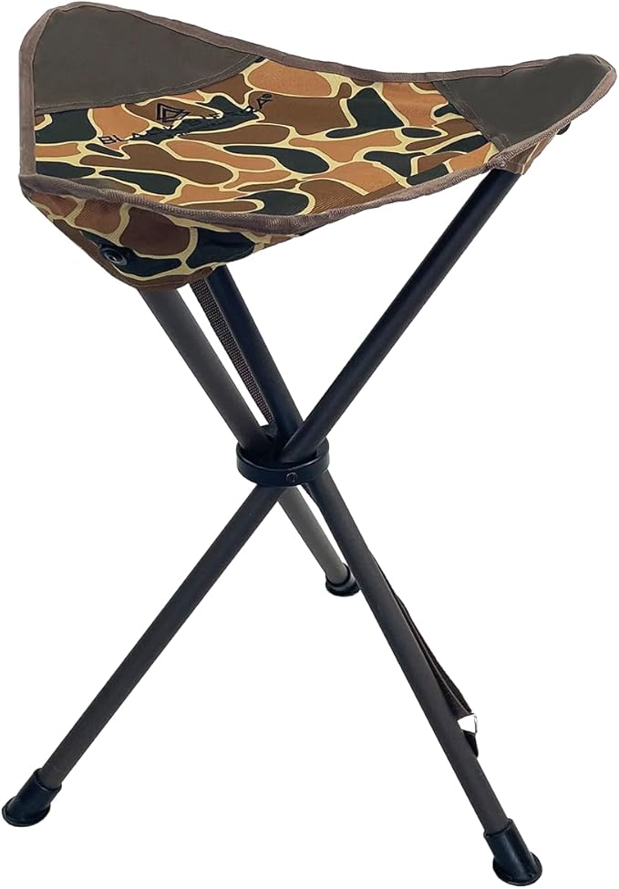 Black Sierra Folding Hunting Stool w/Shoulder Strap Supports 225 lbs Lightweight Collapsible Tripod Seat Foldable Steel Frame Chair Perfect for the Hunting Blind