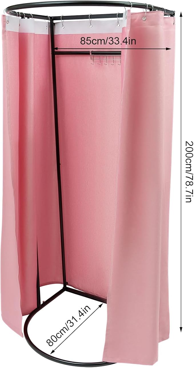 Portable Fitting Room Changing Booth 78.7 High Privacy Pop-Up Tent with Curtain 66lbs Capacity for Retail Events Beach Camping Photography Studio (Pink)