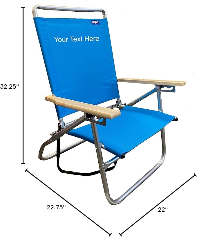 COPA Personalized Imprinted Mid Height 3 Position Beach Chair (Pacific Blue)