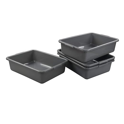 4-Pack 13 L Gray Commercial Bus Tubs Utility Bus Boxes