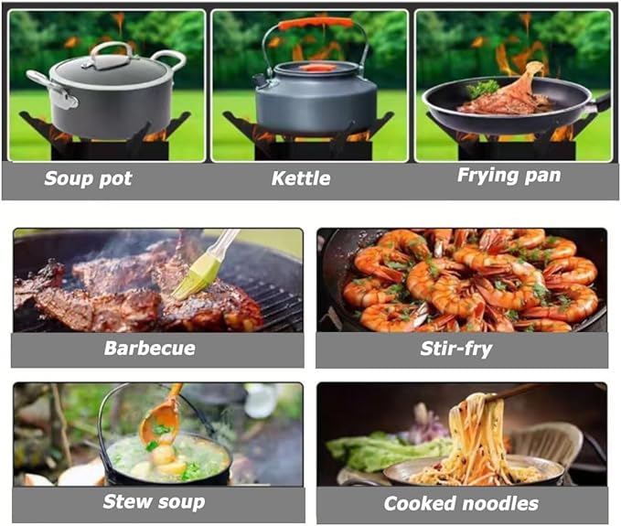 Portable Rocket Stove Mini Wood Burning Camping Stove for Cooking Tools of Various Sizes Cooking with Stand Outdoor Backpacking Hiking BBQ PicnicBlack