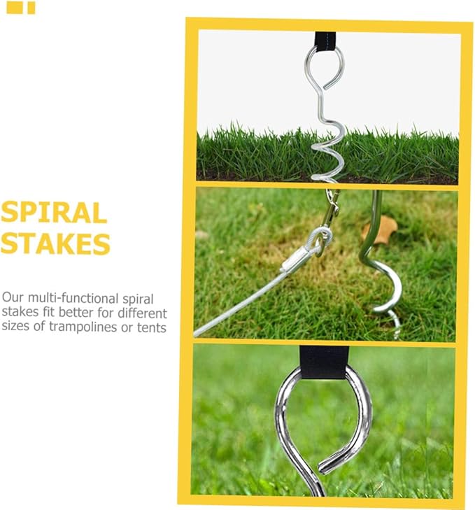 Mikikit Spiral Shaped Dog Stakes Set Heavy Duty Metal Ground Anchors for Tents Wear-Resistant Dog Tie-Outs for Camping and Outdoor Use