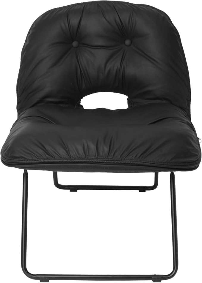 Saucer Accent ChairStylish Foldable Handbag Design for Living Room/Dorm (Black)