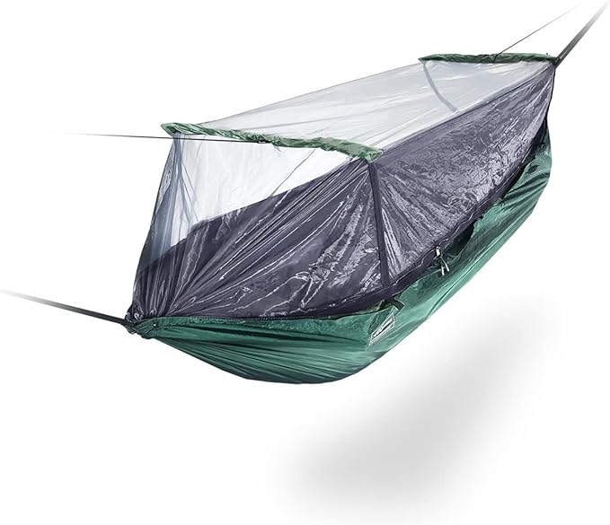 DD Hammocks Frontline Hammock - Olive Green - Portable Lightweight Camping Jungle Hammock with Mosquito Net for Outdoor Backpacking &amp Hiking