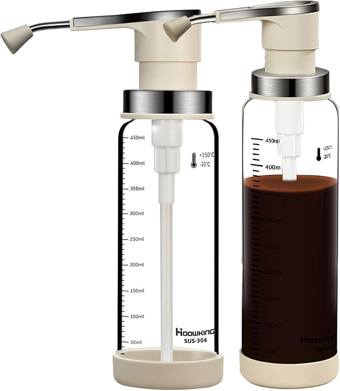 Syrup Dispenser 2 Pieces Waterproof Container 450ml Pump for Storage Kitchen Home Restaurant Dining Catering Daily Coffee Shop