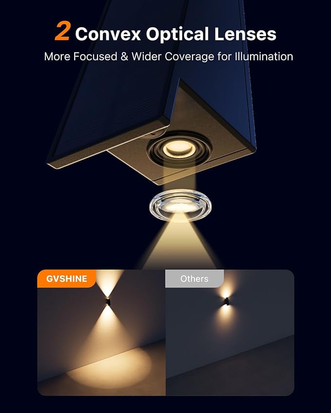 8 Pack Solar Powered Fence Lights Outdoor (Warm/Neutral/Cool White) Waterproof Up and Down Wall Mount LED Decorative Lamp for Outside Patio House Backyard Porch Deck Garden with 3 Lighting Modes