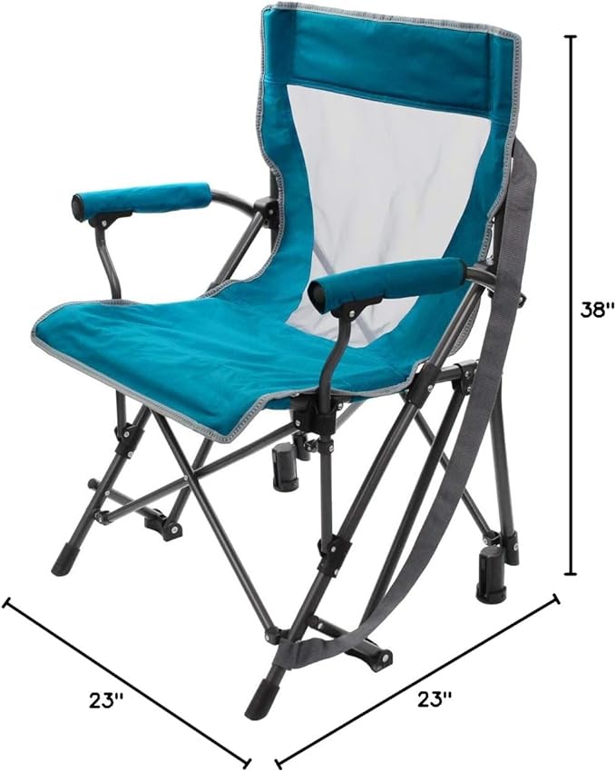 Zenithen Portable Padded Hard Arm Outdoor Rocker Chair Perfect for Sporting Events Outdoor Activities Camping Patio Furniture and Relaxing Teal