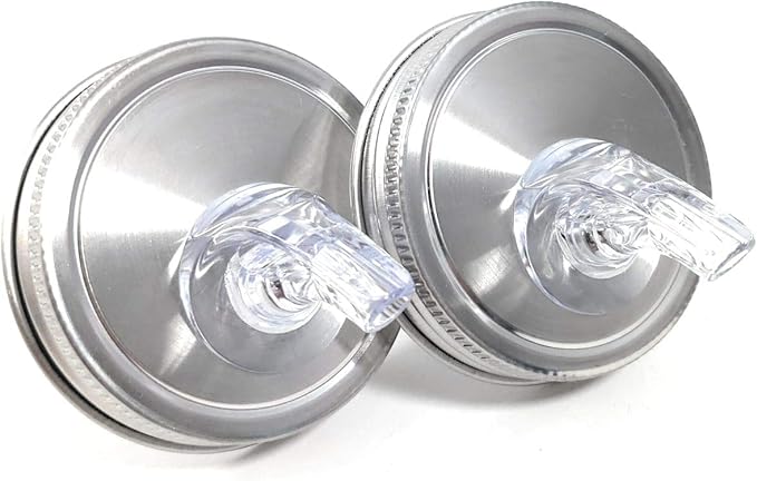 Mason Jar Pour Spouts Stainless Wide Mouth - For Moonshine And Whiskey - Made 100% In The USA. Free Flow Mason Jar Spouts That Don't Leak - No Cracks Just A Perfect Cocktail Pour Everytime. 2 Pack