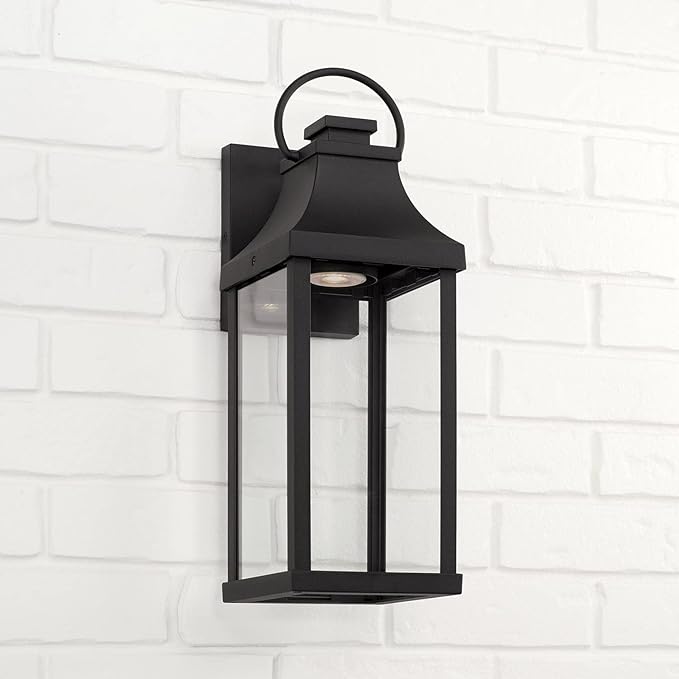 Capital Lighting 946411BK-GL Bradford Night Sky Clear Glass Rectangular Outdoor Wall Lantern 1-Light 7 Watt 17 H x 6 W Black