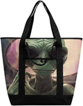 Insulated Shopping BagLarge Reusable Cooler Bags Alien Smoke Printed Foldable Shopping BagTravel Waterproof Shoulder Bag