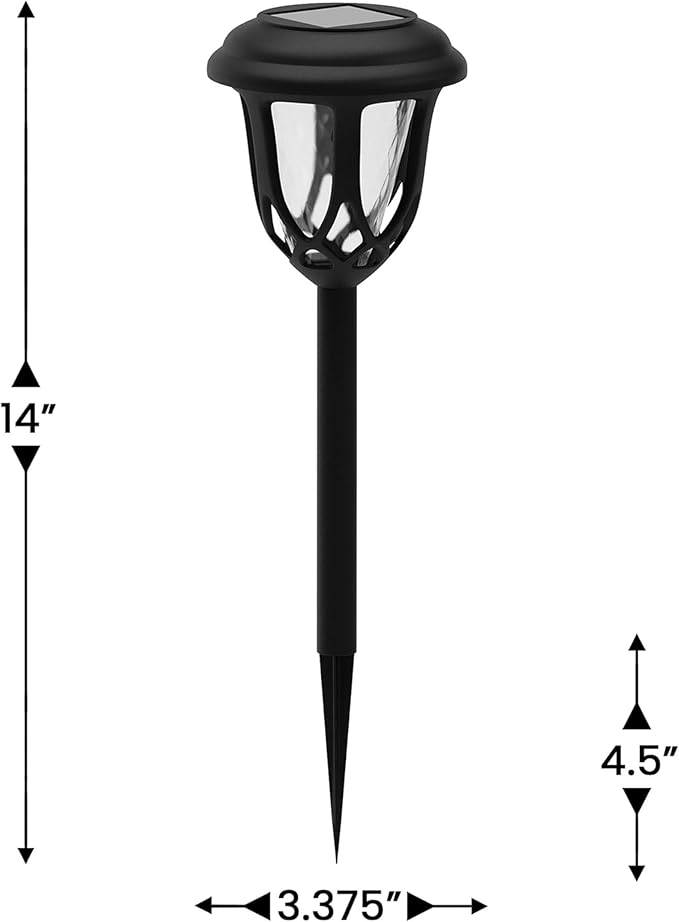 Flash Furniture Hess 8 Pack LED Solar Lights - All-Weather Black Tulip Style Outdoor Solar Powered Lights - Landscape Lighting for Pathway Garden &amp Yard