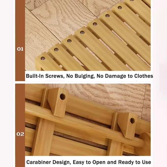 Wood Folding Stool 16in Compact Portable Camping Stool Collapsible Shower Stool Bath Chair for Camping Picnic Backyard Bathroom Sauna Kitchen Patio Garden(Original Wood)
