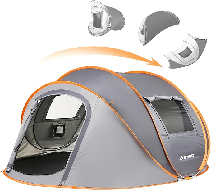 EchoSmile Instant Pop Up Camping Tent 2/4/6 Person Easy Setup Tent Water Resistant Dome Portable with Carry Bag
