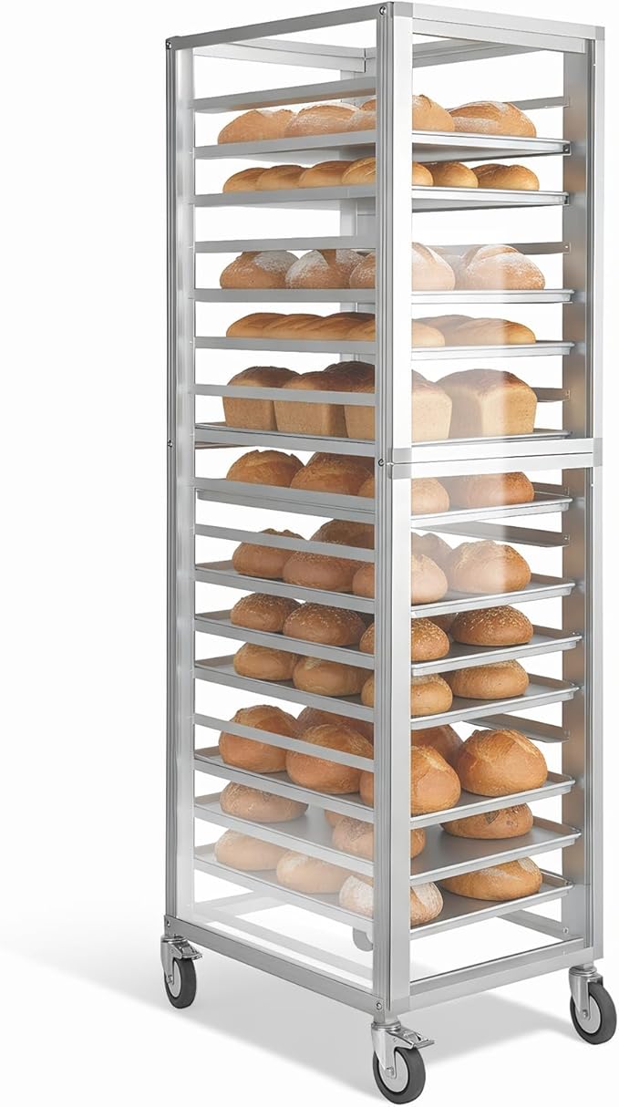 18 Pan Commercial Bun Pan Rack with Wheels Heavy Duty Bun Racks NSF Listed Bakery Cart for Restaurant &amp Catering Baking Equipment 18.5x24.6x70in