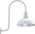 Steel Lighting Co. Westchester Barn Light | Outdoor Wall Mounted | 12 inch Dome | Upslope Gooseneck| Warehouse Steel Light Made in America | White Exterior/White Interior