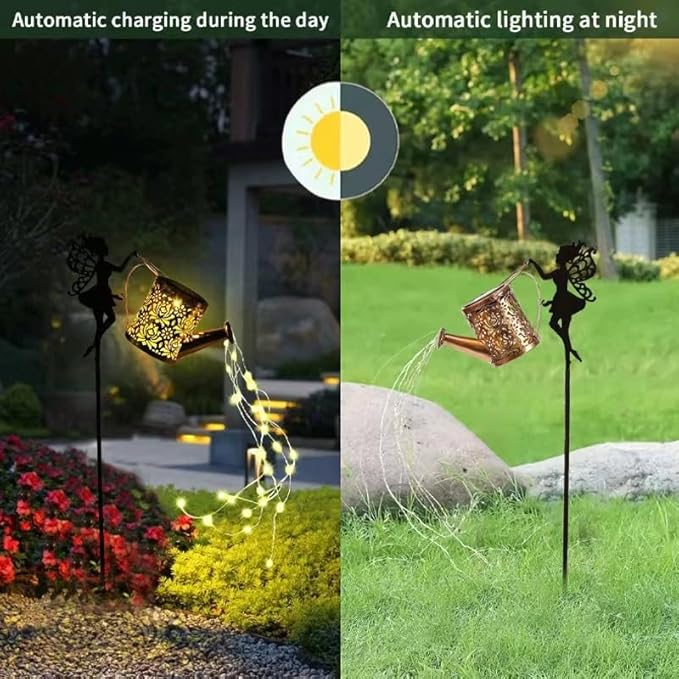 Solar Watering Can Light Outdoor Decor - Waterproof Solar Garden Pathway Lights for Yard Garden - Perfect Gifts for Women Mom Grandma Birthday (Fairy-Style)