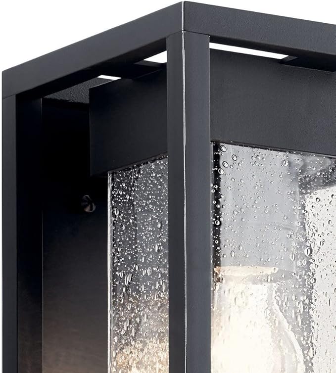 Kichler Mercer 12 Outdoor Wall Light in Black 1-Light Exterior Wall Sconce with Clear Seeded Glass (12 H x 7 W) 59060BSL