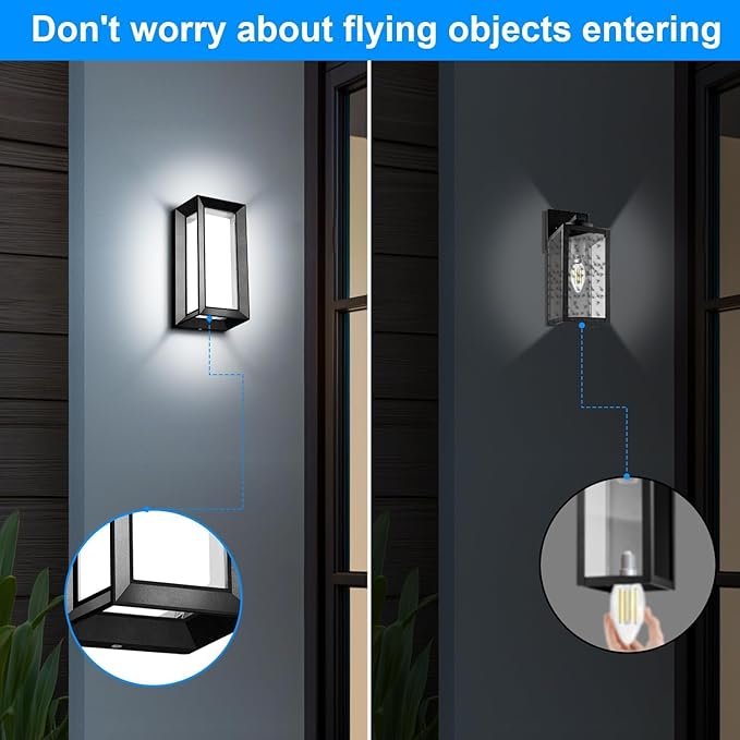 ledmo Modern Outdoor Wall Light with Aluminum Frame 1800LM Wall Sconce with Acrylic Shade 18W Porch Light Fixture IP65 Waterproof Exterior Light for Garage Patio Garden Entryway 2 Pack