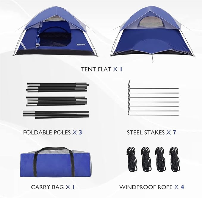 Camping Tent Waterproof 2/3/4 Person Tents for Camping Lightweight Easy Set Up Outdoor Hiking Tent Backpacking Tent with Carry Bag Backpack Tent Suit for Family Beach Hiking Travel
