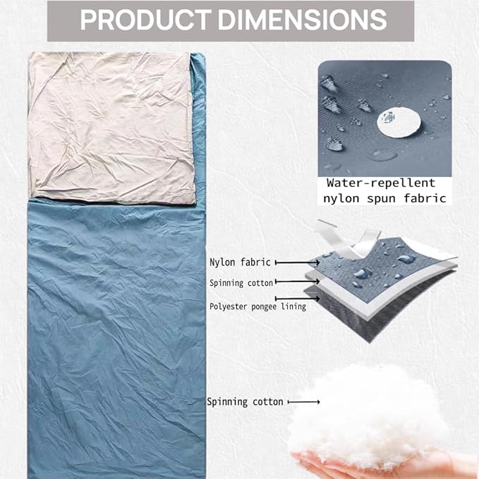 Mini Adult Travel Lightweight Down Cotton for Camping Hiking &amp Backpacking Compact Portable Waterproof Shadow Blue 80.7×33.5 inches