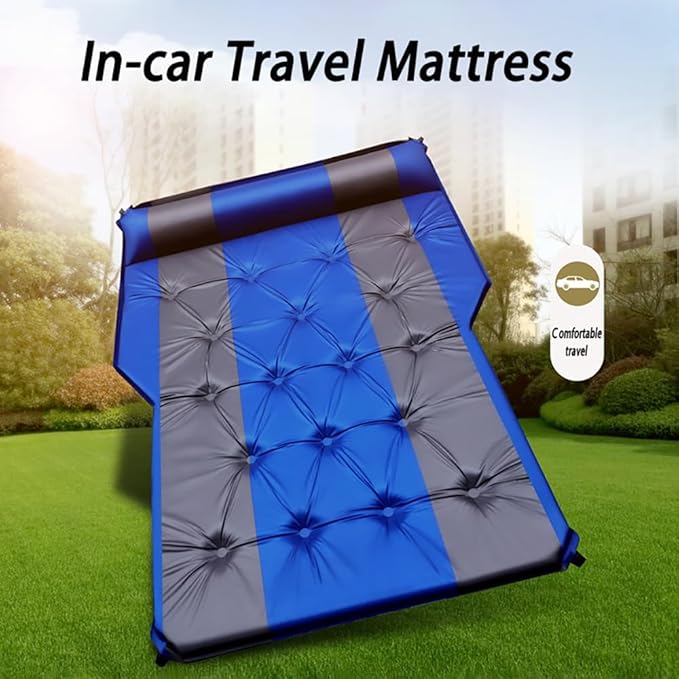 Self-Inflating Car Air Mattress for Subaru Outback 2010-2025 SUV 5-Seater 5cm Thick Portable Foldable Double/Single Bed for Camping TravelPolyester Fabric BlackGray