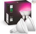 PHILIPS Hue Smart 100W PAR38 LED Bulb 2 Pack White &amp Color Ambiance Color-Changing Light 1300LM E26 Outdoor Light Bulbs Control with Hue App Works with Alexa Google Assistant and Apple Hom