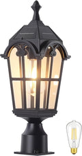 Solar Post Lights Outdoor with Bulb Dusk to Dawn Lamp Posts Outdoor Lighting Waterproof Solar Post Lamp Anti-Rust Exterior Pole Light Outside Pole Lighting for Yard Pathway Driveway Fence