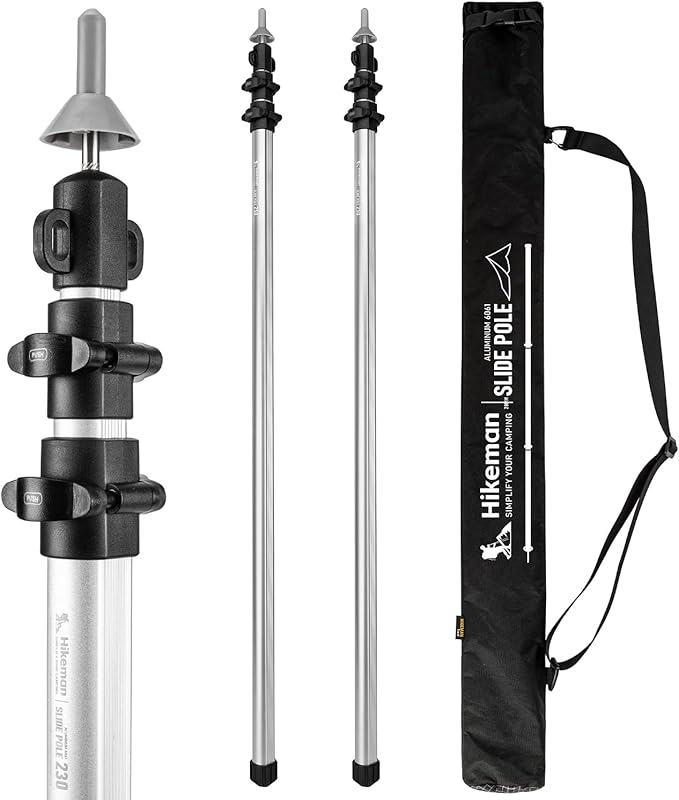 HIKEMAN Tarp Poles-Heavy Duty Aluminum Telescoping Tent Poles - Adjustable Set of 2 for Canopy Awning and Hiking