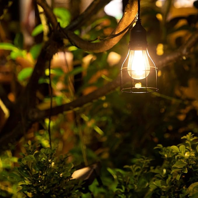 Solar Lights Outdoor Dusk to Dawn Shed Light 9.8FT Extension Cable Solar Powered Bulb Pendant Waterproof for Indoor Chicken Coop Porch Gazebo (Warm White)