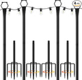 4 Pack String Light Poles for Outside 10Ft Light Poles for Outdoor String Lights Adjustable Outdoor String Light Poles with ForkMetal Fence Post for PatioBackyardDeck