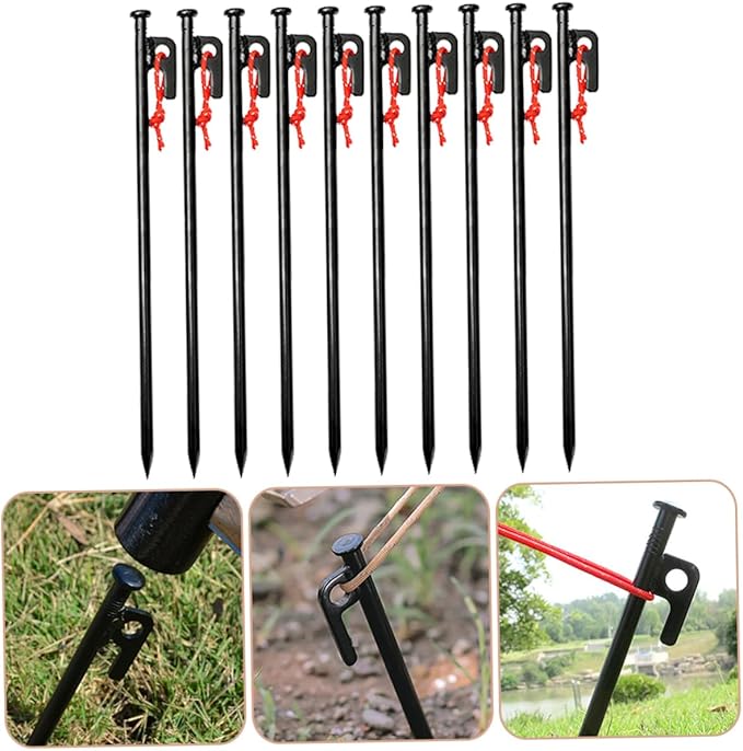 10Pcs Heavy Duty Tent Pegs with Storage Bag Durable Ground Nails for Outdoor Camping Garden and Beach Use Secure Your Tent from Wind and Movement