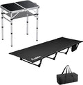 Anbte Ultralight Camping Cot Save Effort Comfortable Camping Bed Supports 350 Lbs with Side Pocket &amp Folding Camping Table Aluminum 24 x 16 Adjustable Height