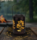 Regal Art &amp Gift Solar Flower Shadow Lantern Outdoor Waterproof Garden Décor Ideal Gift for Women Mom Grandma – Hanging Metal Solar Lights for Yard Patio Backyard Porch Gold