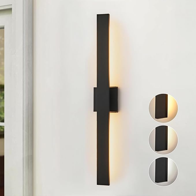 Upgraded 47in Black Long Modern LED Outdoor Wall Lights 3000K 4000K 5000K Dimmable Exterior Wall Sconce Outside Light fixtures for House Garage Front Door