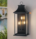 tewei 28'' Dusk to Dawn Large Outdoor Wall Light Porch Light Outdoor Wall Sconce Lantern 3-Light Black Exterior Lighting Fixture Wall Mount Outside Light for House Garage 1-Pack