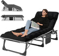 LILYPELLE Portable Folding Cot Bed Adjustable 5-Position Adults Reclining Chaise with Pillow Outdoor Portable Lounge Chair Sleeping Cot for Camping Pool Beach Patio